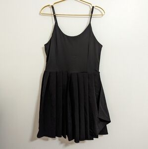 As Revival Large Black Spaghetti Strap Built-In Shorts Mini Dress w/ Side Zipper